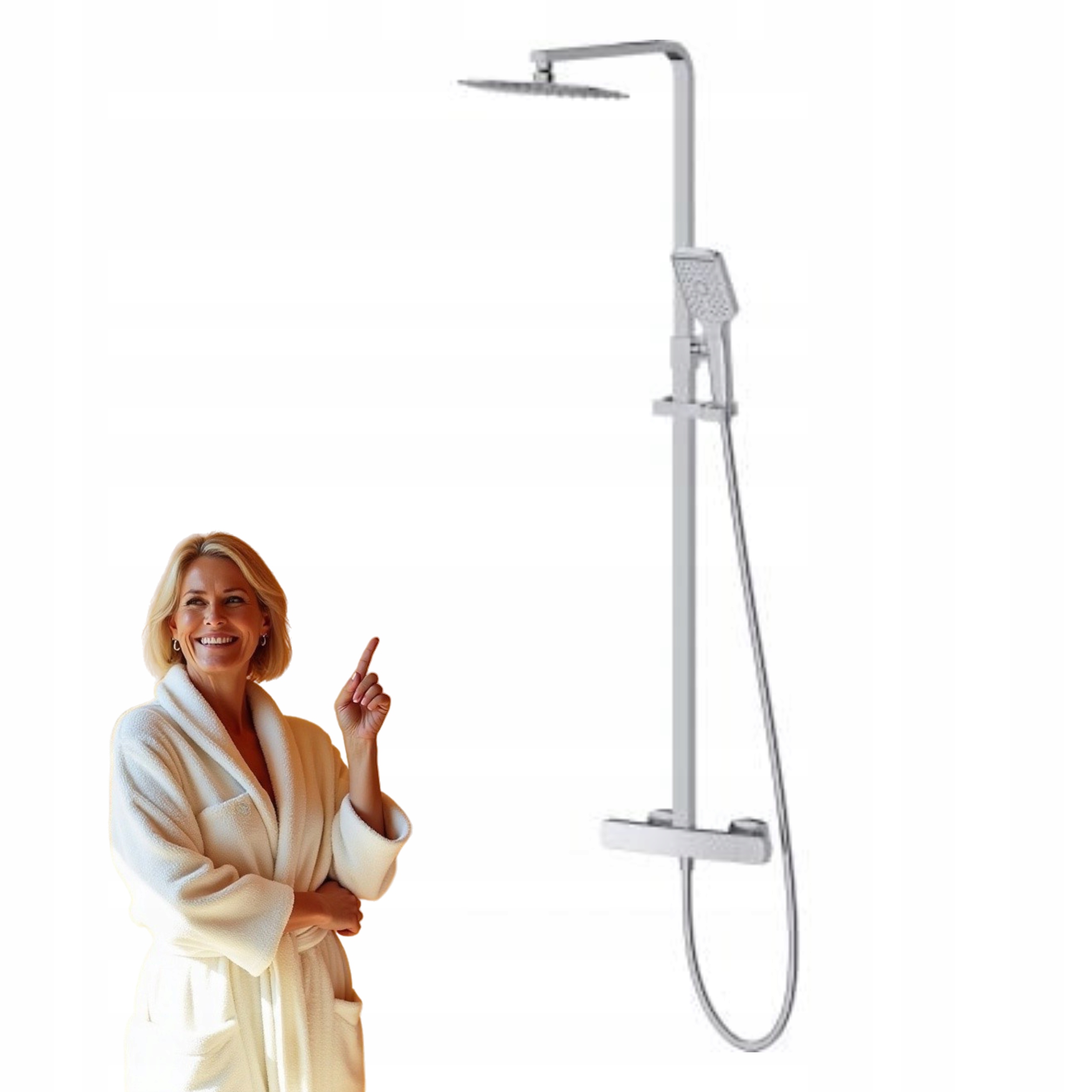 Sprchový sloup Cersanit Larga Chrom s dešťovou sprchou Slim, EasyClean