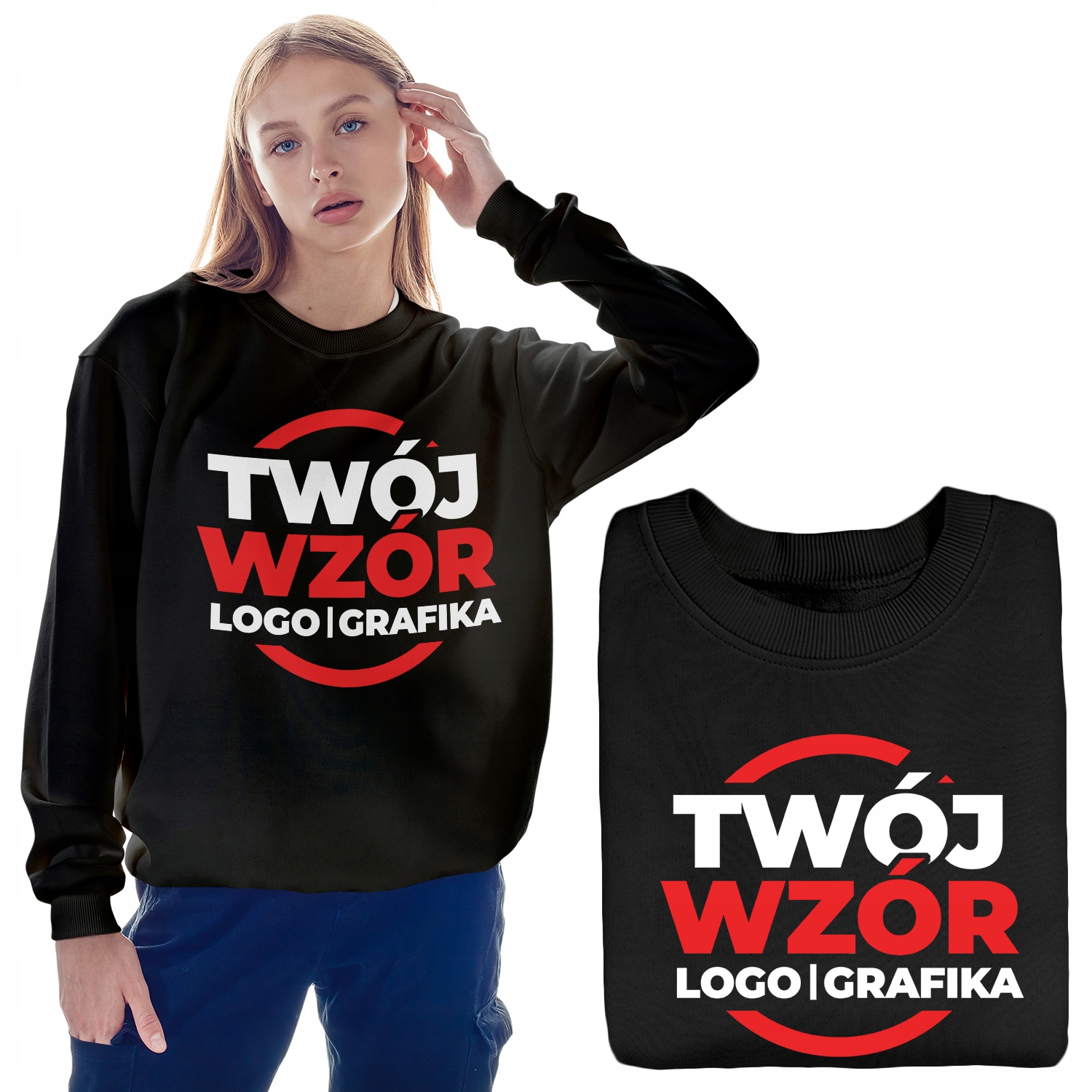 

Bluza Damska Czarna Kreator Twoje Zdjęcie Logo L