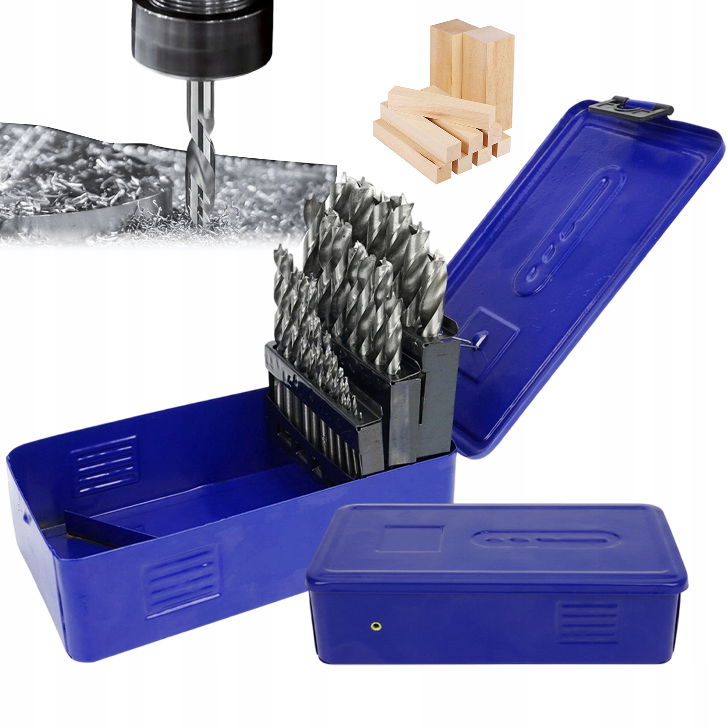 Spirálové Vrtáky Do Dřeva Hss G 25 Kusů Kovová Krabička