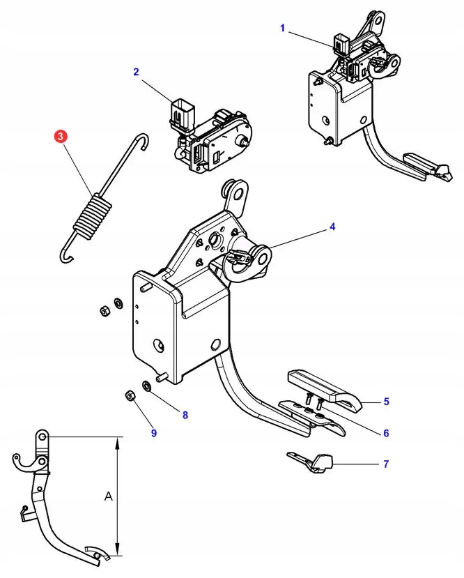 3786148M1 Sprężyna pedału sprzęgła Numer katalogowy części 3786148M1