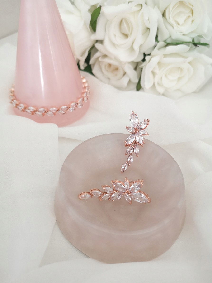 Kolczyki Amore Rose Gold Kamień Cyrkonia