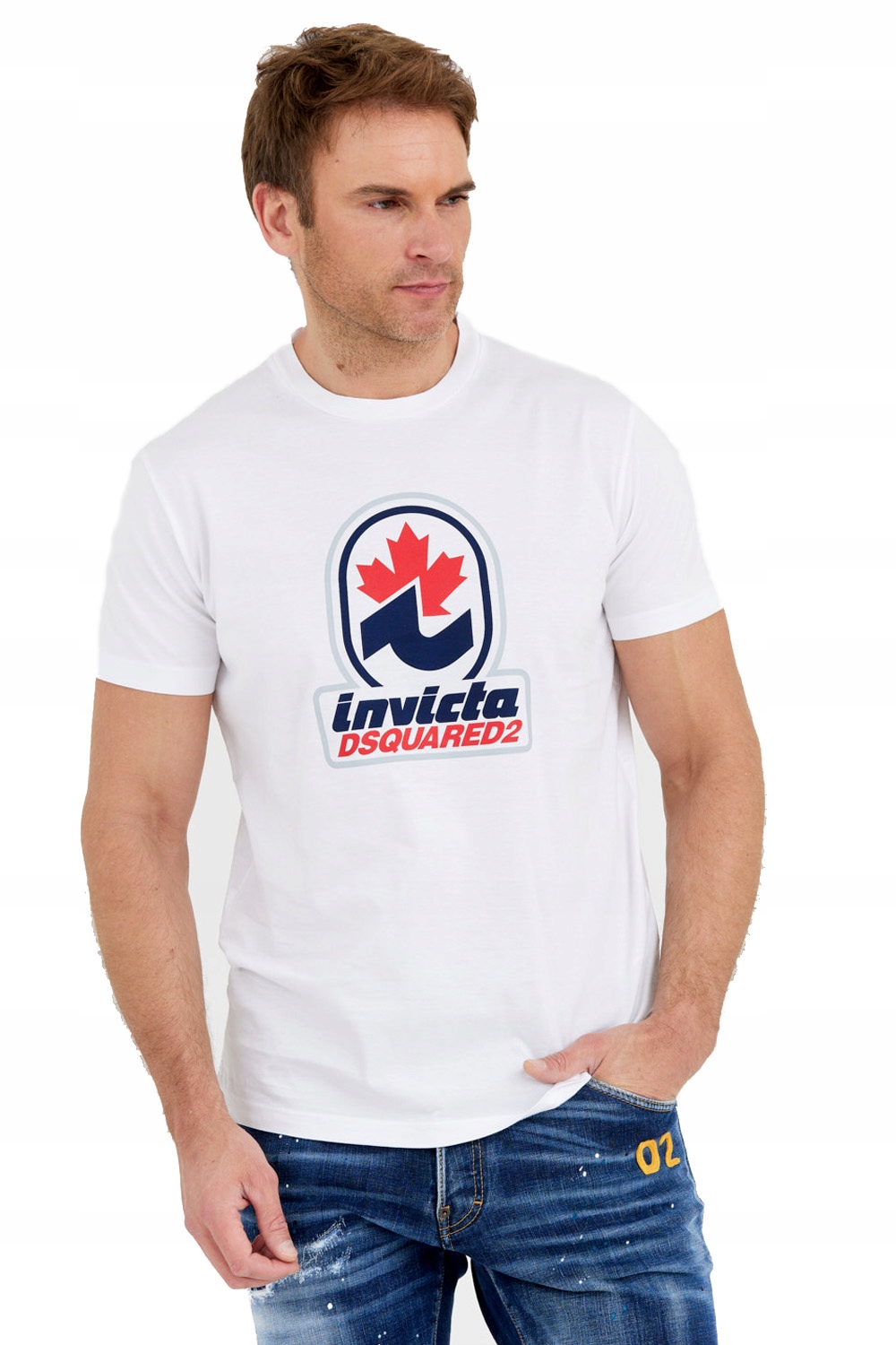 DSQUARED2 Bílé pánské tričko Invicta Cigar XL