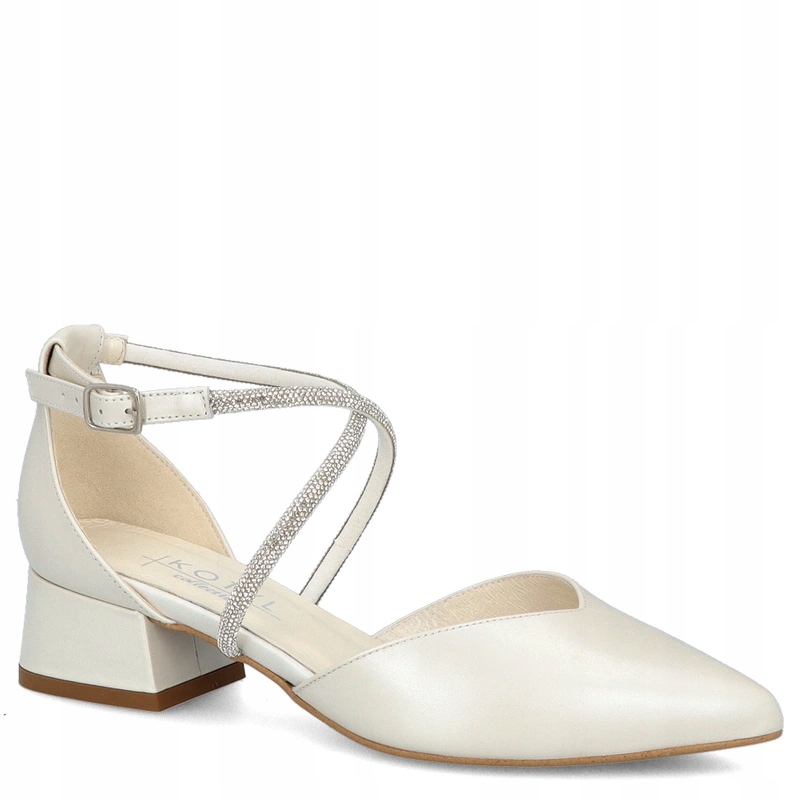 Nízké lodičky s lesklými proužky Kotyl 9943 Ecru Perleťové 35