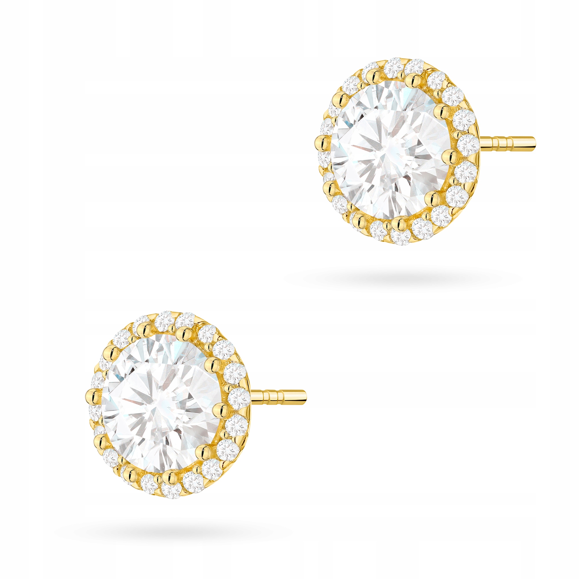 Srebrne Kolczyki Damskie pr. 925 Wkrętki z Cyrkoniami na Sztyft Pudełko