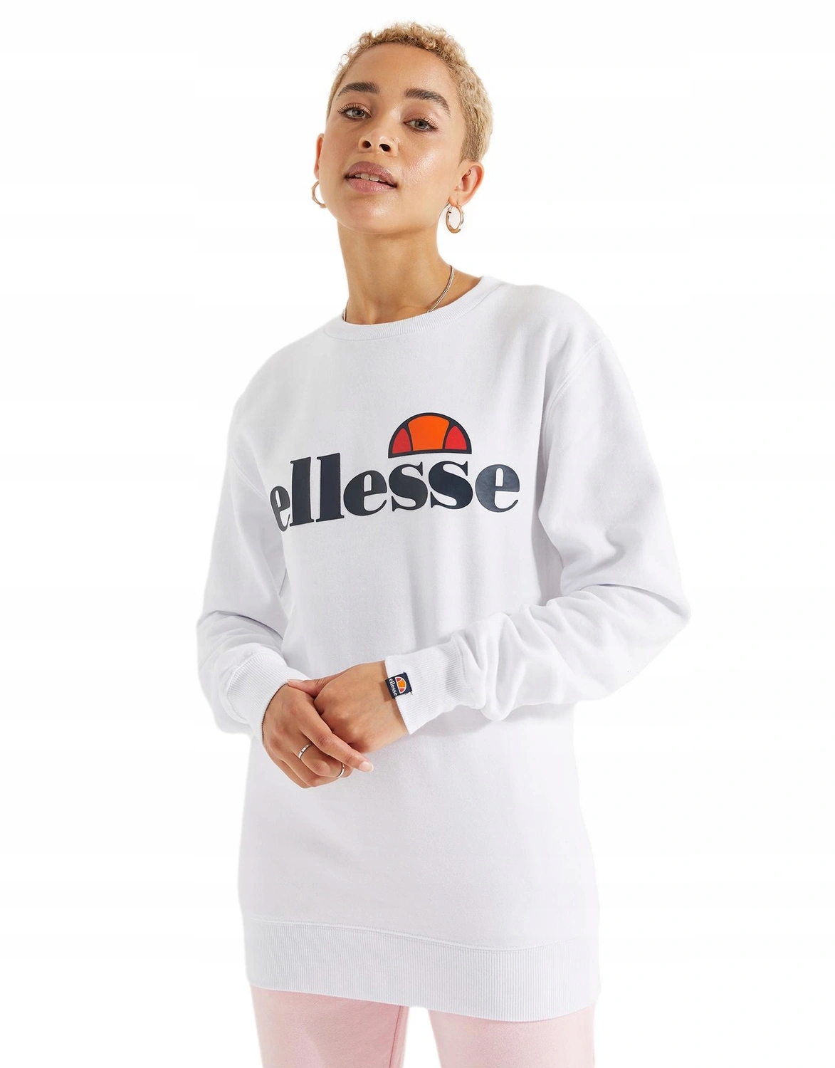 Mikina dámská Ellesse bez kapuce crewneck fleece Agata bílá bavlněná