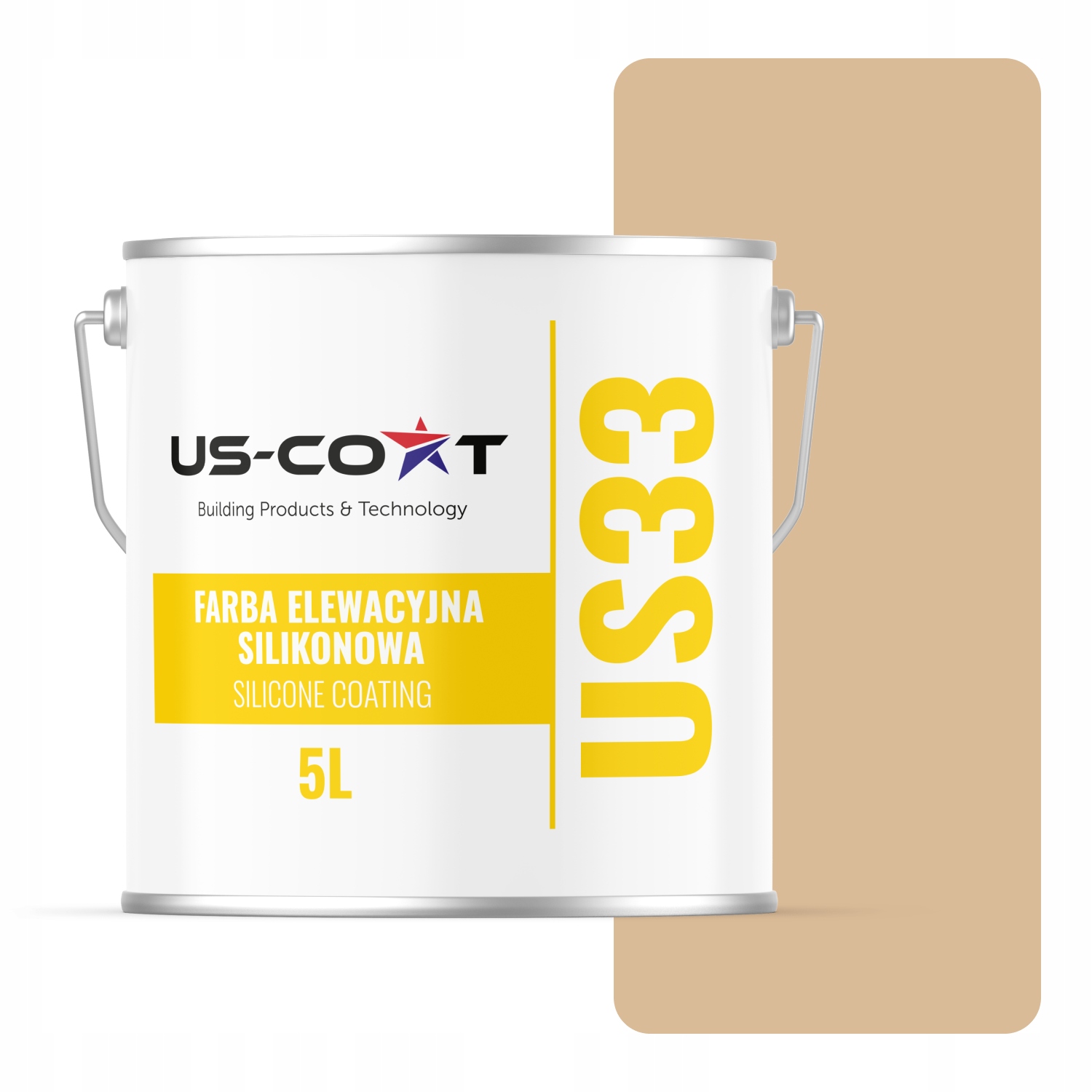 Barva Silikonová Fasádní Barva Béžová F445 Uv 5L Polský Výrobce