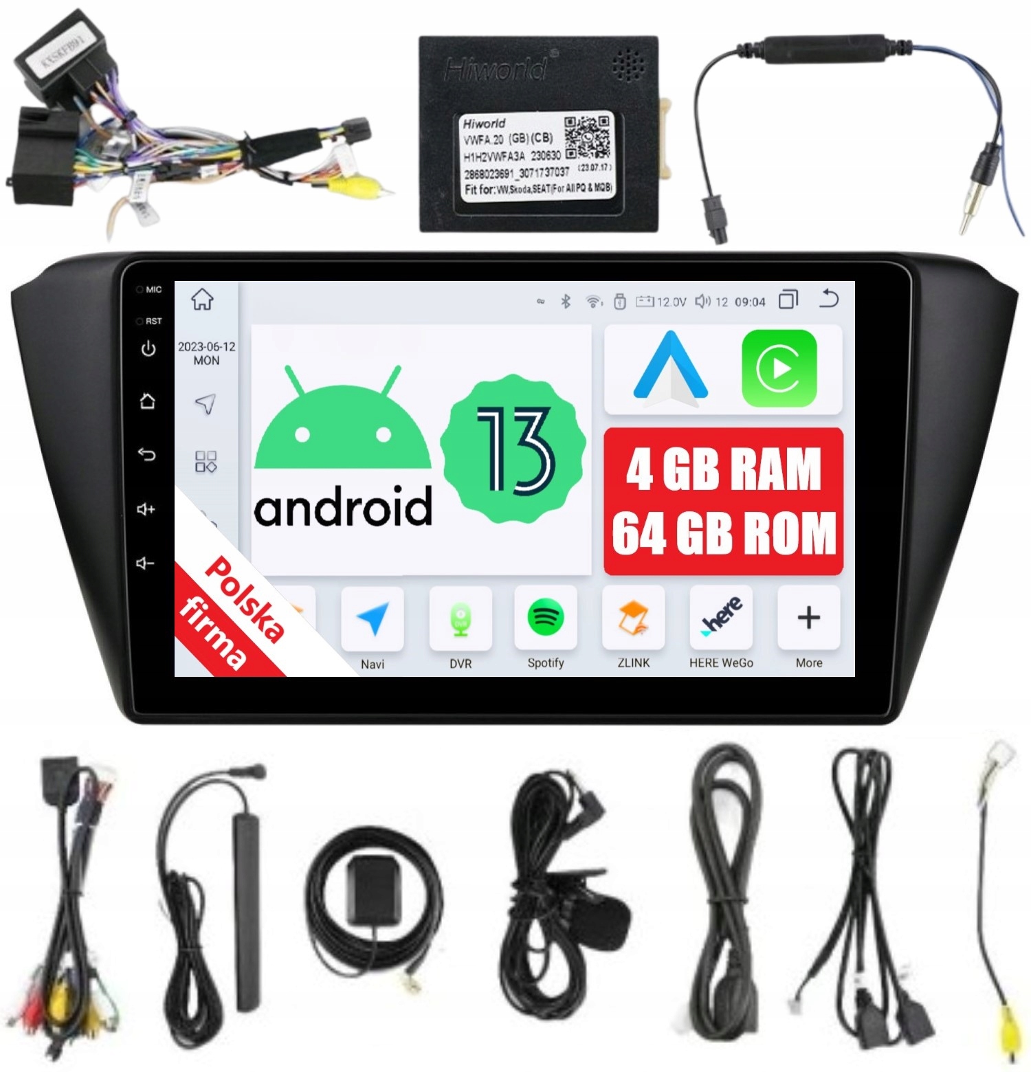 Rádio 2DIN Navigácia Android Škoda Fabia 3 4/64 Gb Dsp Lte Carplay