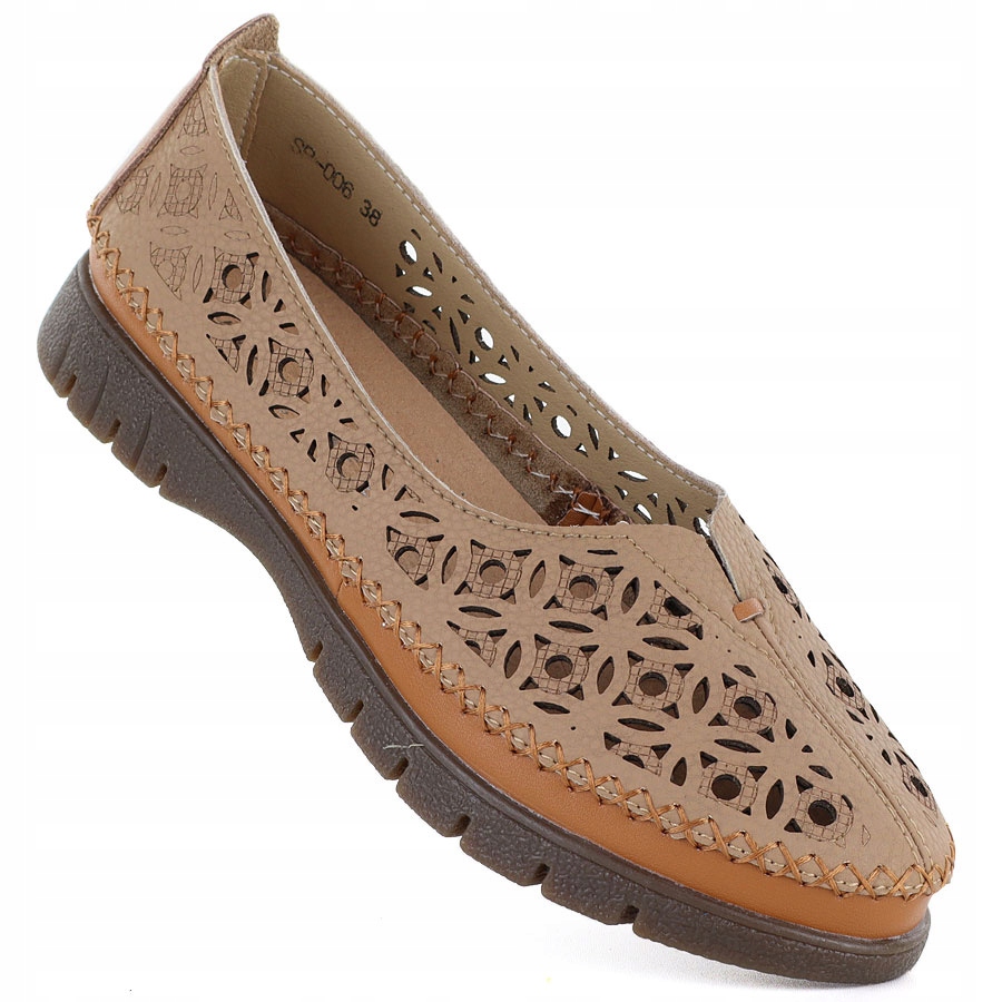 Dámské ažurové kožené polobotky hnědé Sergio Leone SP006 39