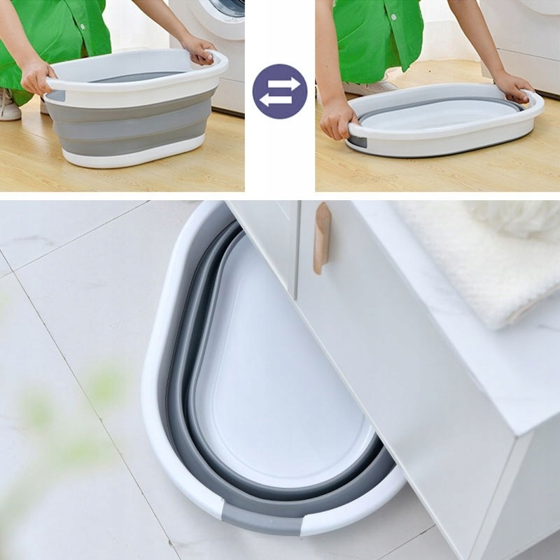 MISKA SILIKONOWA NA PRANIE SKŁADANA BIAŁOSZARA 25L Wysokość produktu 23 cm