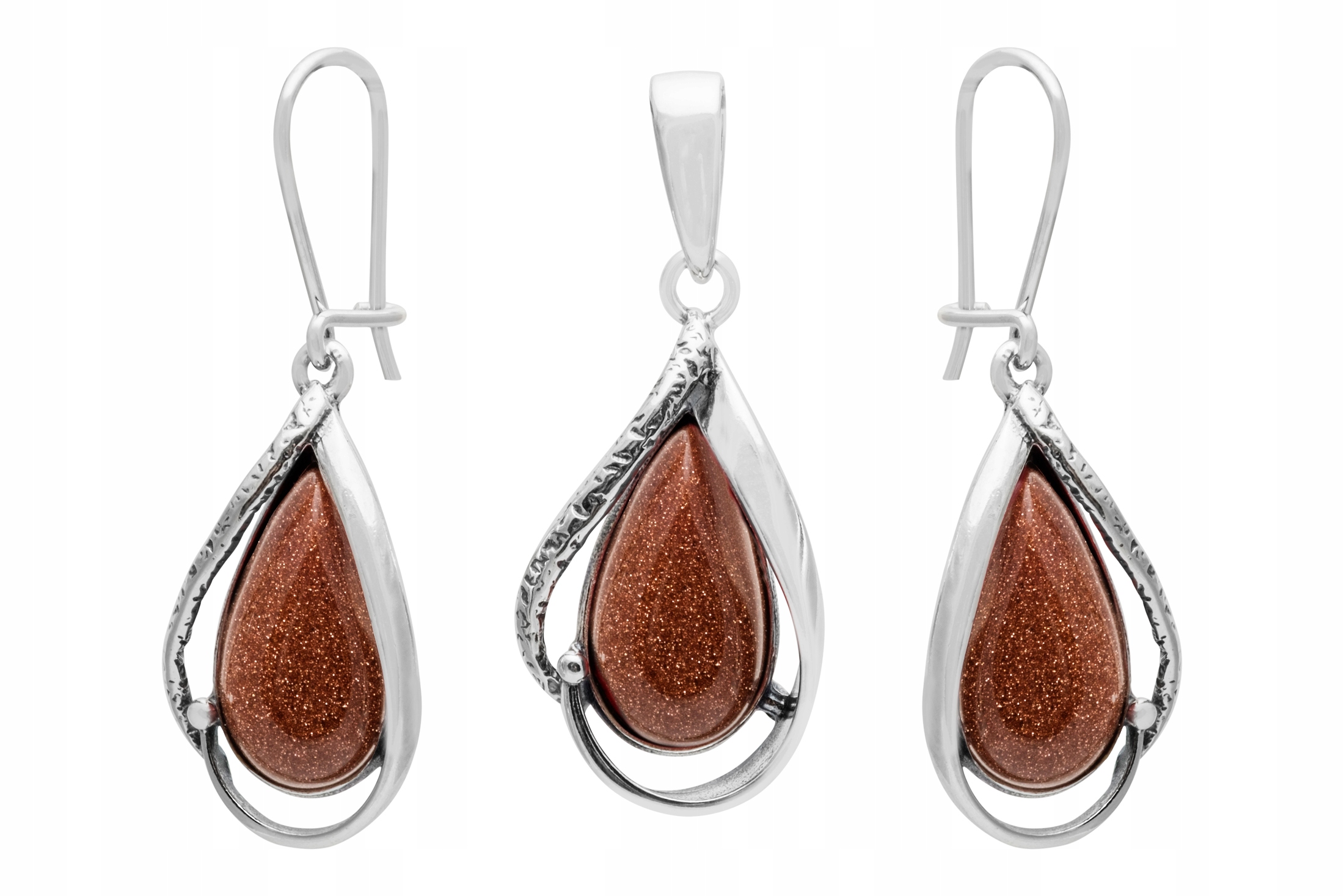 Stříbrná Sada Náušnice Přívěsek Desert Sand