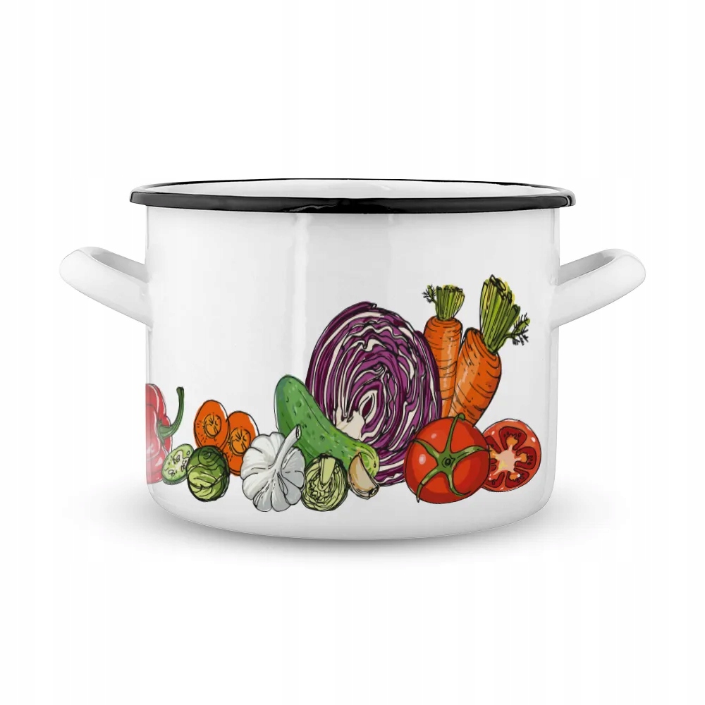 Bílý Hrnec s indukcí Silesia, dekorace Zelenina 16 cm 2.2 l