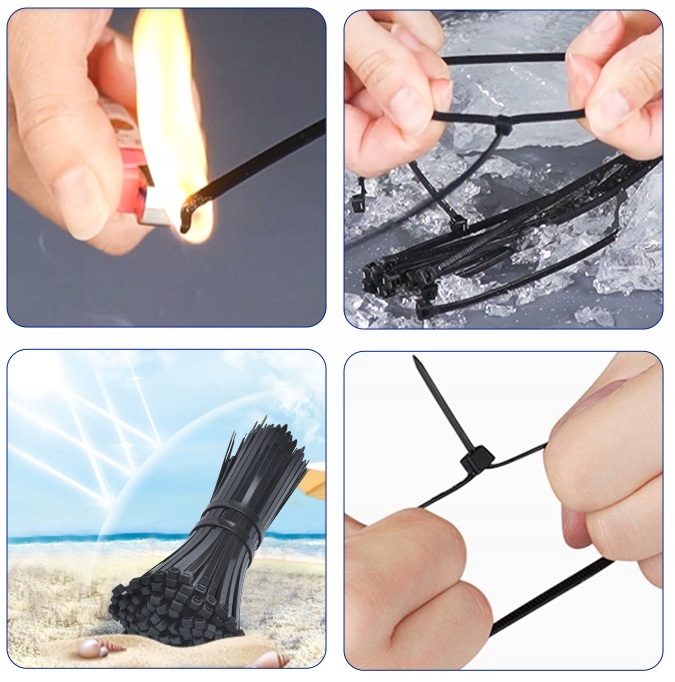 OPASKI KABLOWE ZACISKOWE TRYTYTKI CZARNE UV 400x9mm 100 szt Marka inna