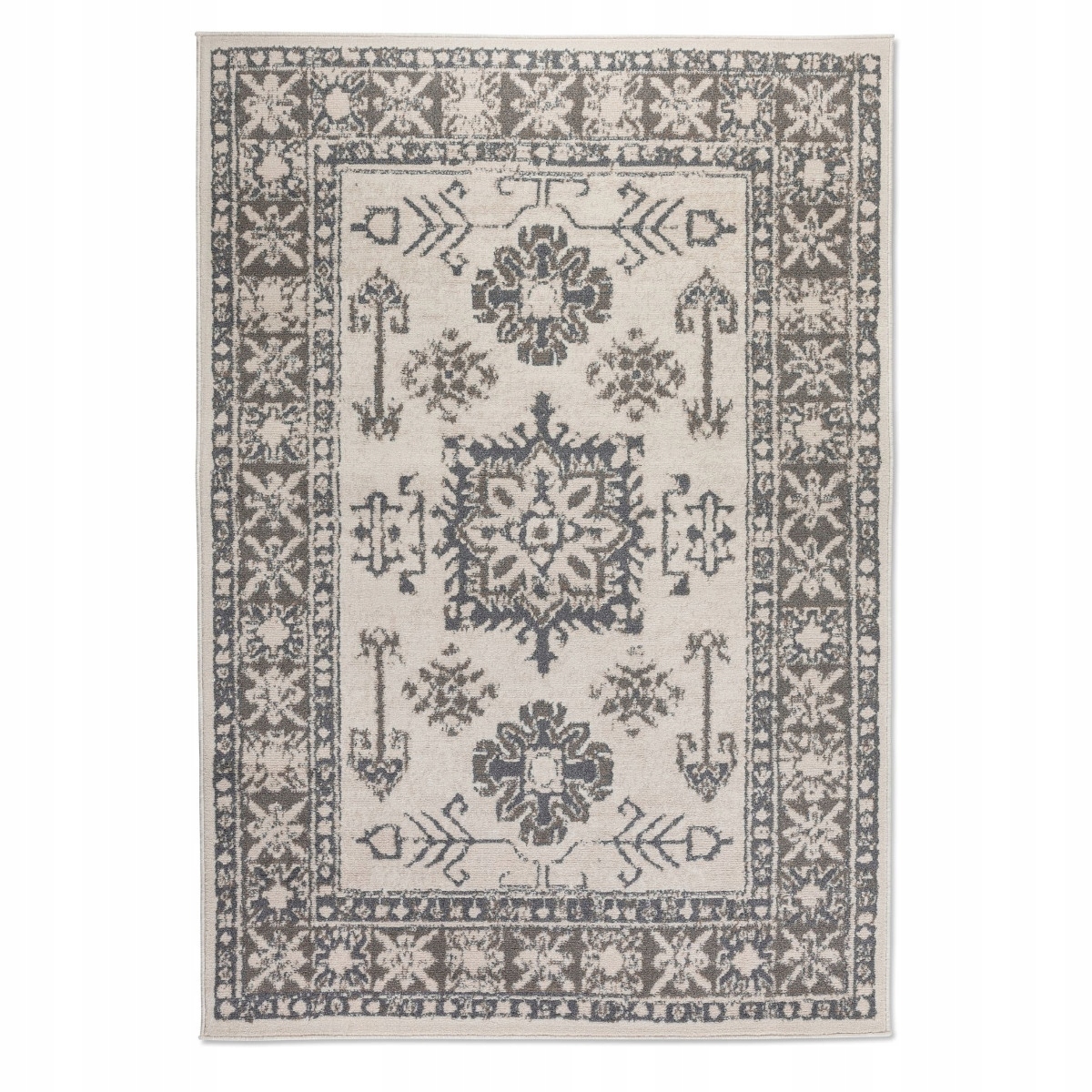 Koberec do obývacího pokoje 120 x 170 cm, klasický šedo krémový vzor