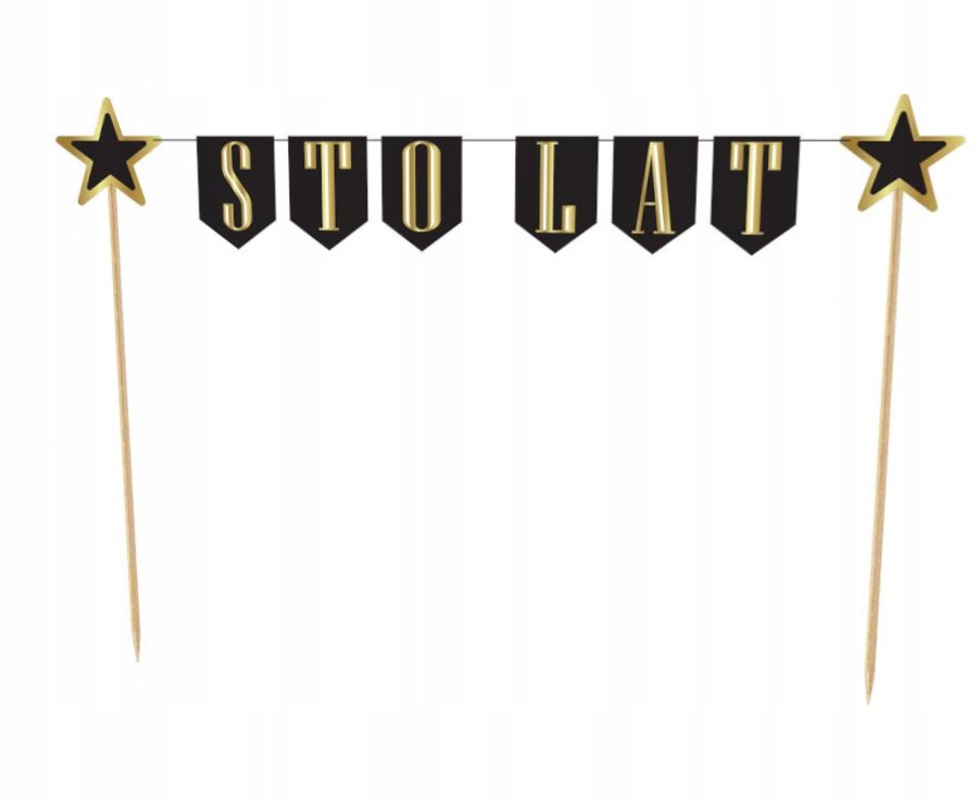 

Topper na Tort Sto Lat Flagi Czarno złoty urodziny