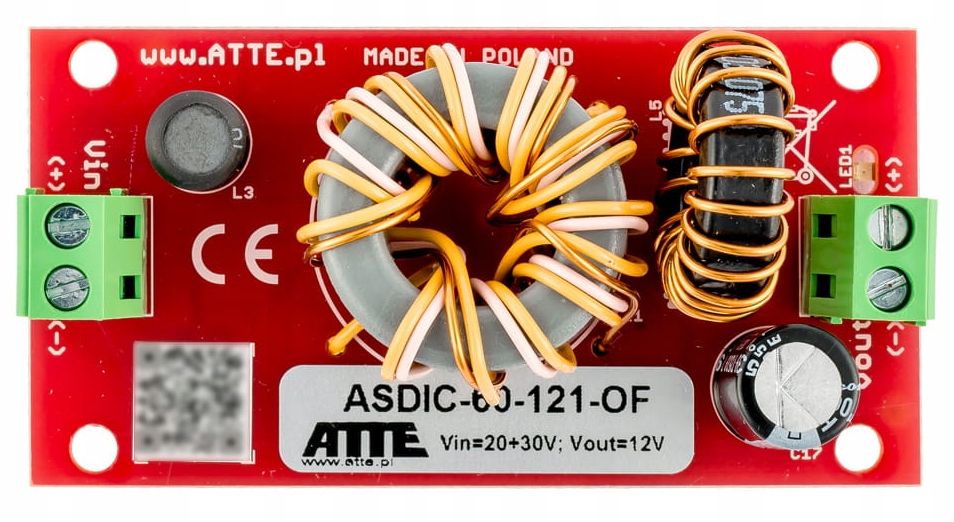 Izolowana przetwornica obniżająca napięcie do 12V ASDIC-60-121-OF Atte