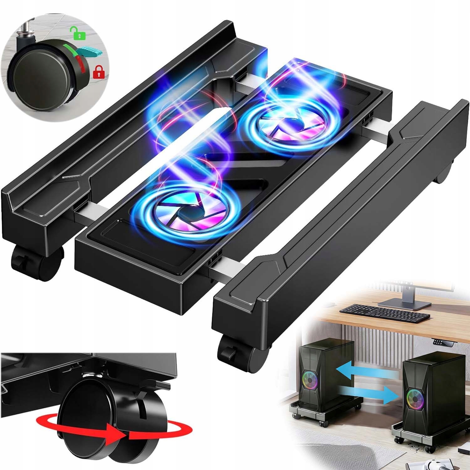 Podstavec Pod Počítač S Brzdou S Ventilátorem A Led