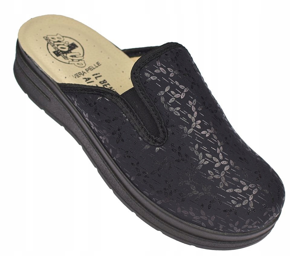 Sandále pantofle na zdravotní halušky lycra komfort kůže 729me-bk vel 39