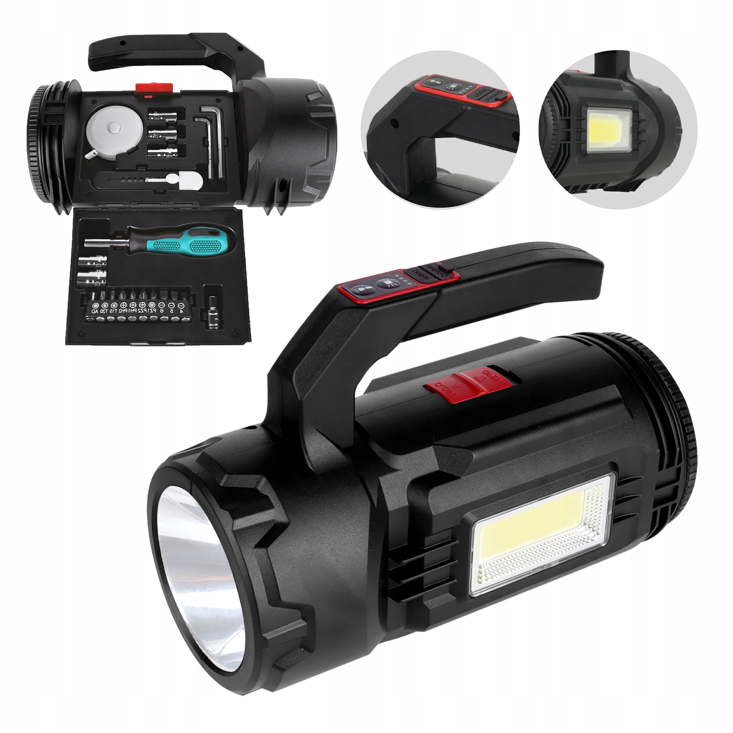 Latarka Led Wielofunkcyjna z Narzędziami 2w1 Usb-c Akumulator 1200mAh