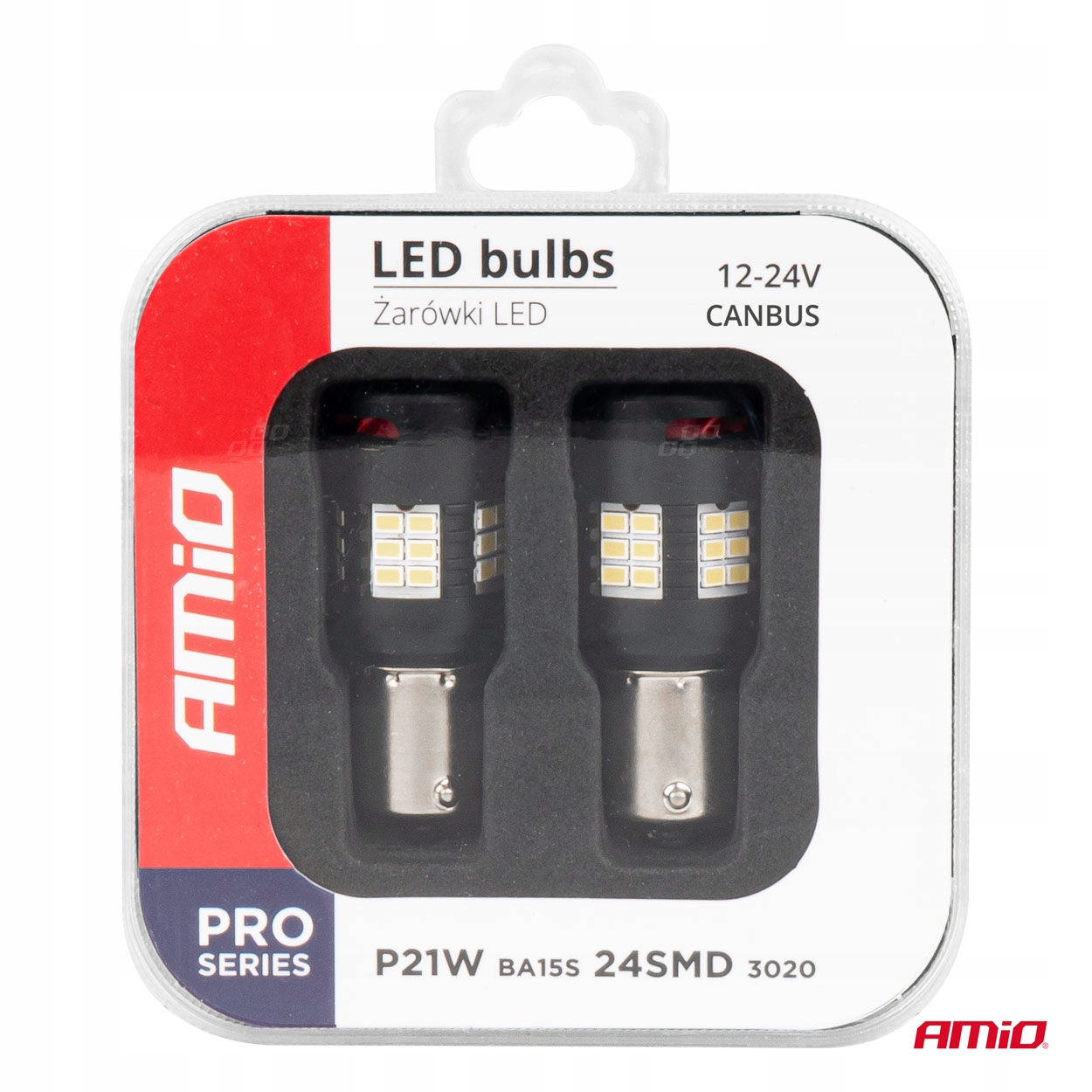 Żarówki LED CANBUS PRO BA15S P21W R10W R5W SMD FAN White 12V 24V AMIO-03721 Liczba sztuk 2 szt.
