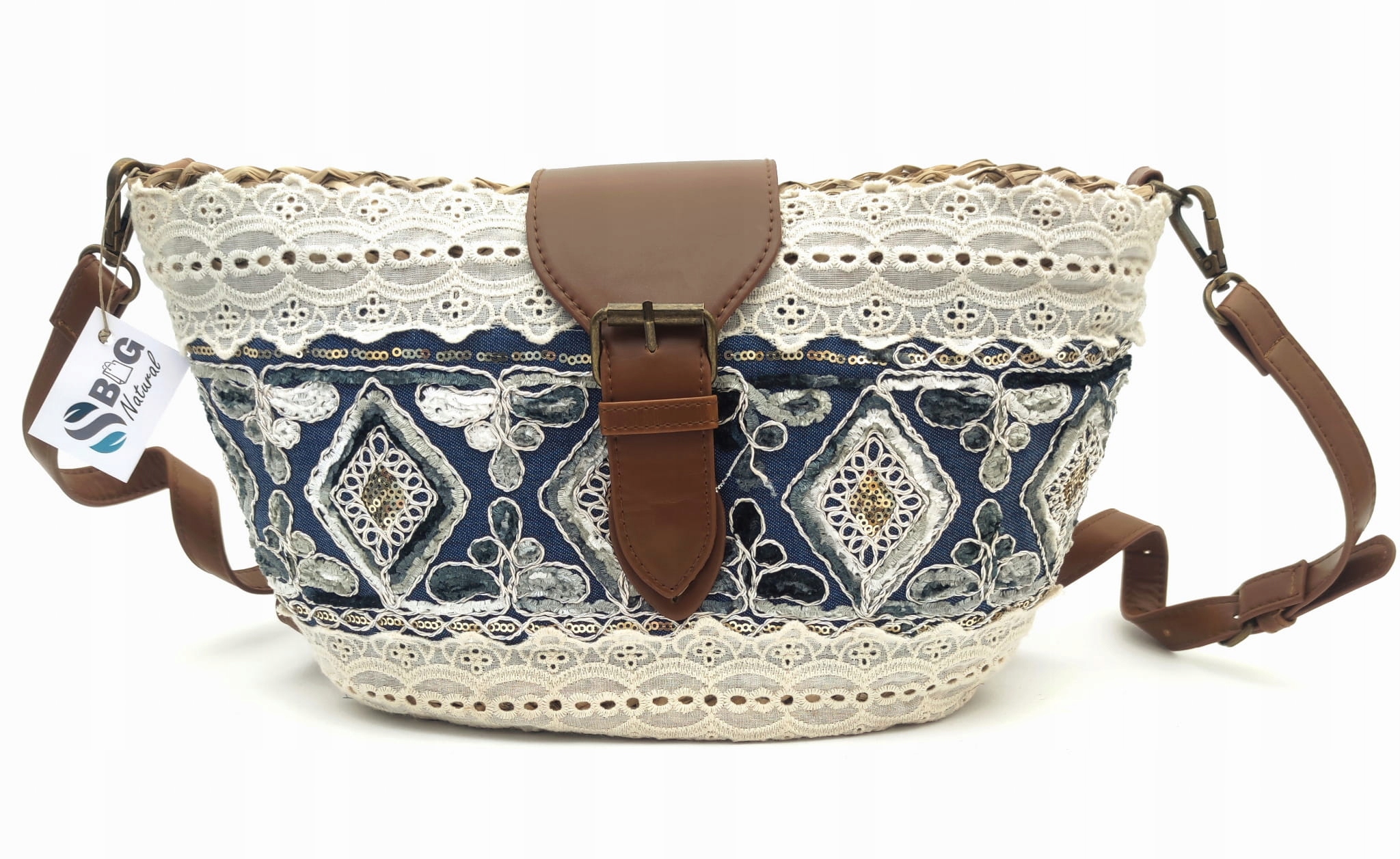 Taška Košík Boho Pletená z mořské trávy Veganská Kabelka Přes Rameno na léto