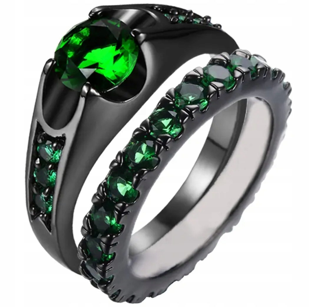 Prstýnek Černý Briliant Dvojitá Ocel