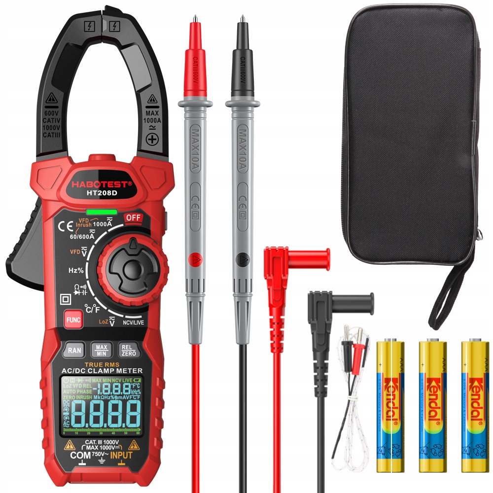 Multimetr Miernik Cęgowy LCD Sondy funkcja Latarki Led Etui Baterie