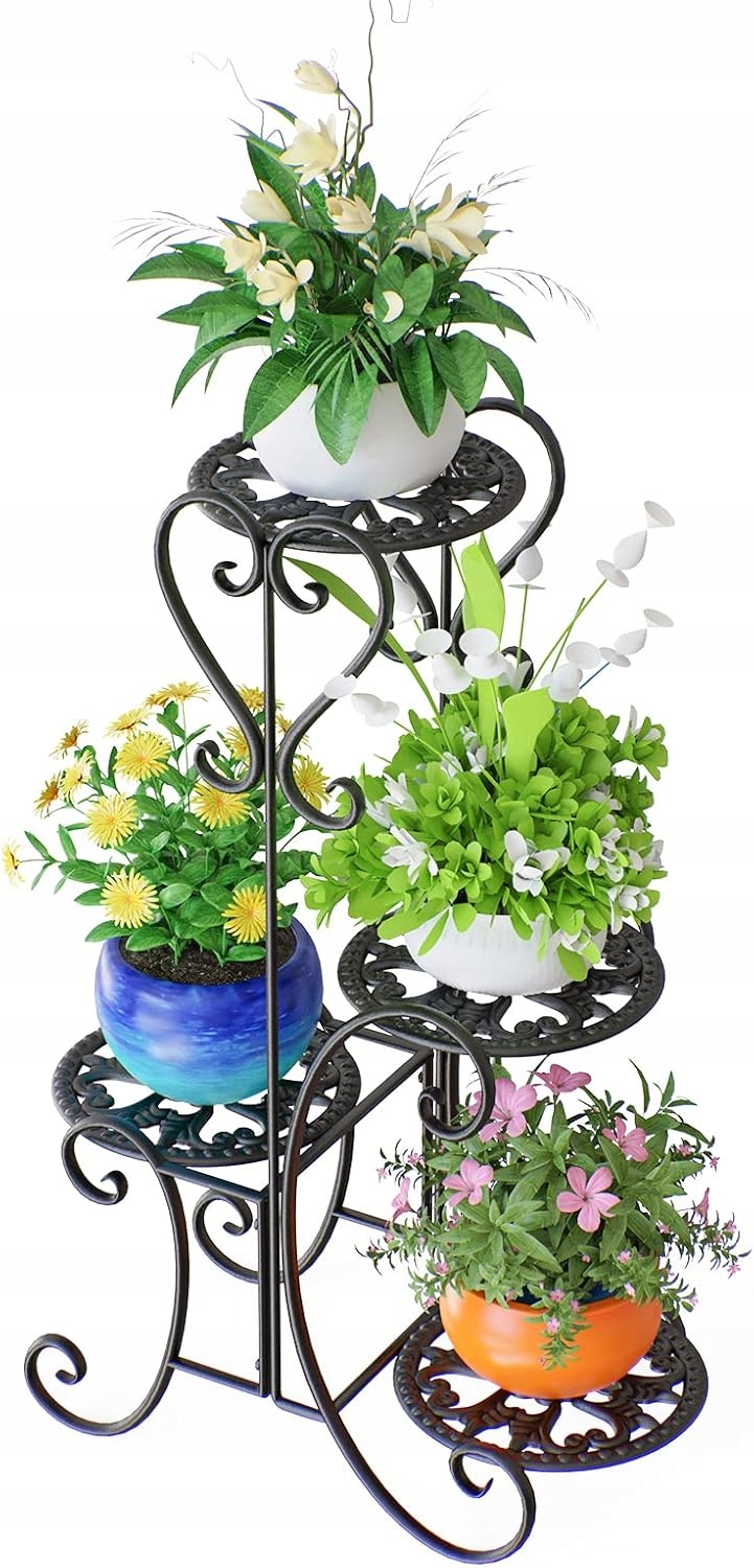 Elegantní stylový kovový stojan na květináče, víceúrovňový Květinový záhon