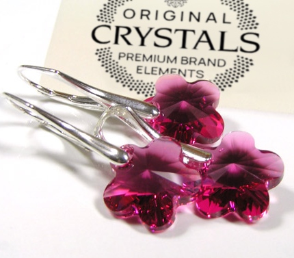 Krystaly Komplet Stříbro Květy Fuchsie