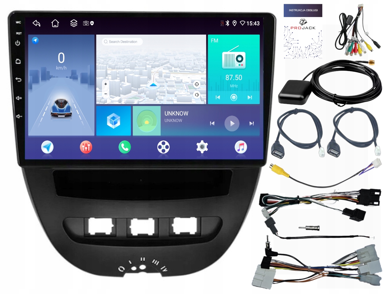 Rádio Navigácia Android Carplay Toyota Aygo 2005-2014 4GB 64GB Sim