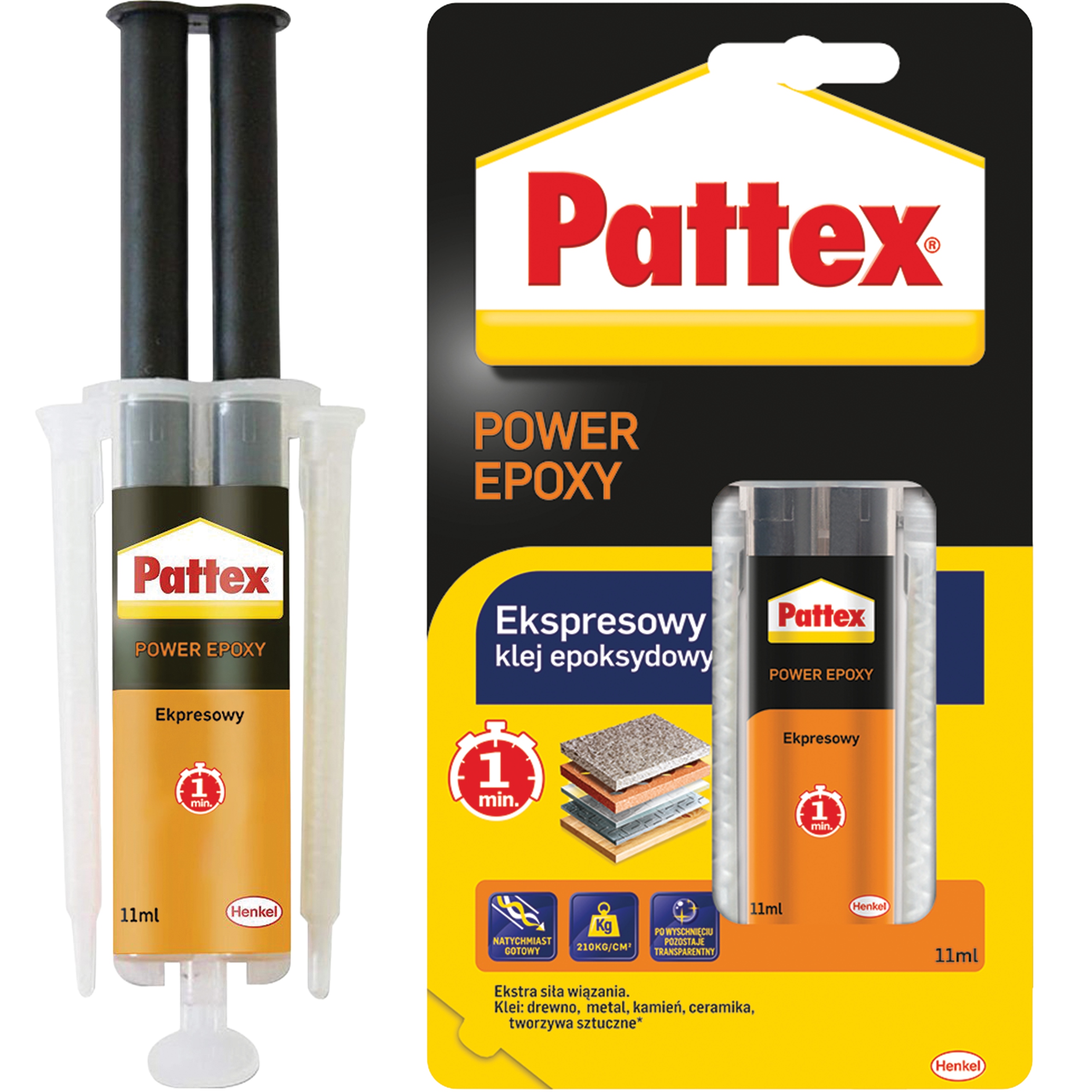Klej Epoksydowy Ekspresowy Pattex Power Epoxy Mocny Uniwersalny 1 min 11 ml