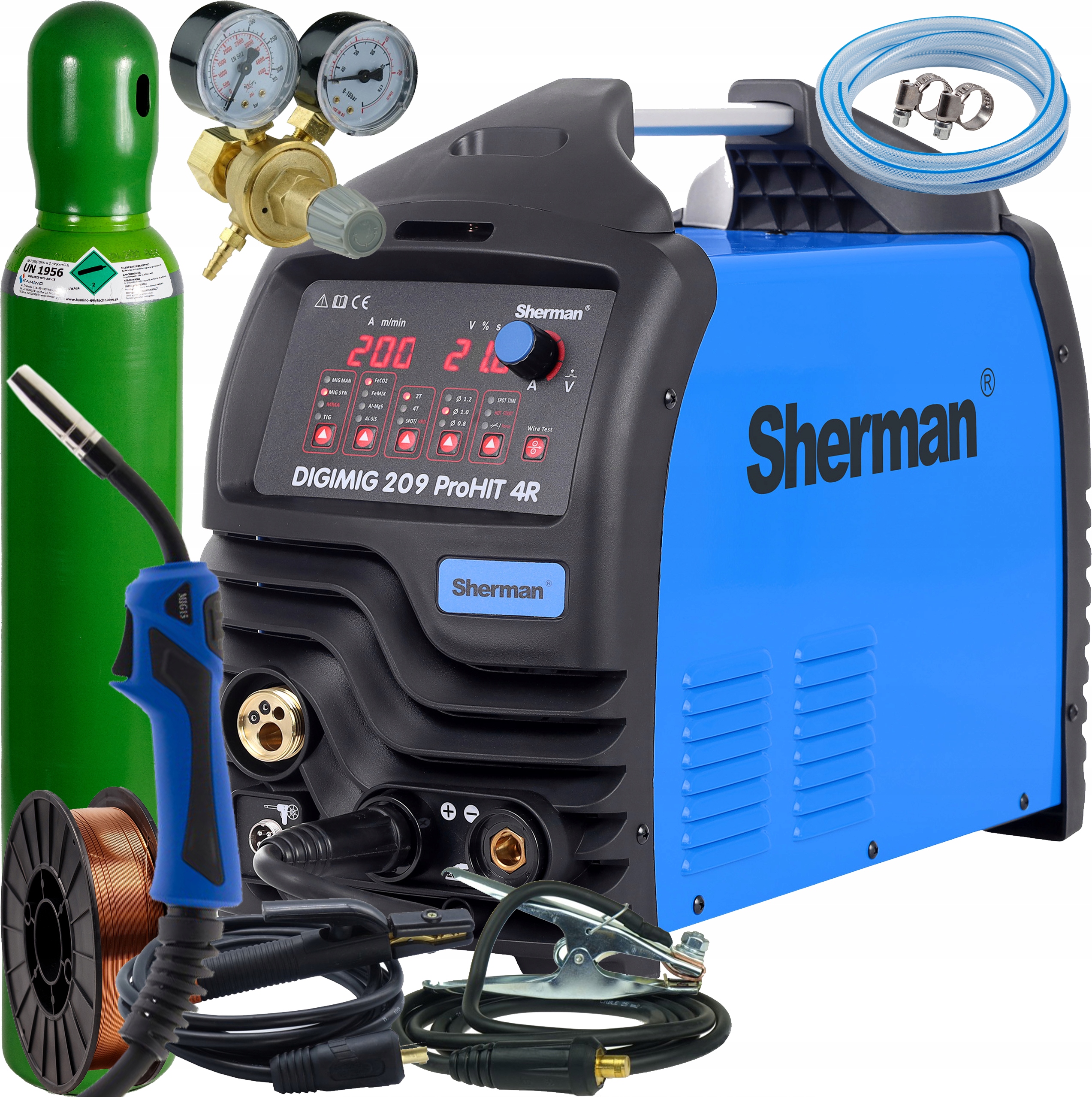 Synergická svářečka Sherman Digimig 209 ProHIT 4R Mig Tig Mma SET4