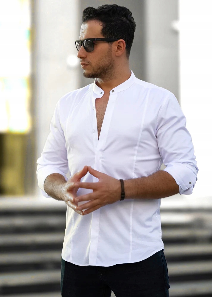 Koszula Męska Casual Stójka Regular Elegancka Rozmiar S