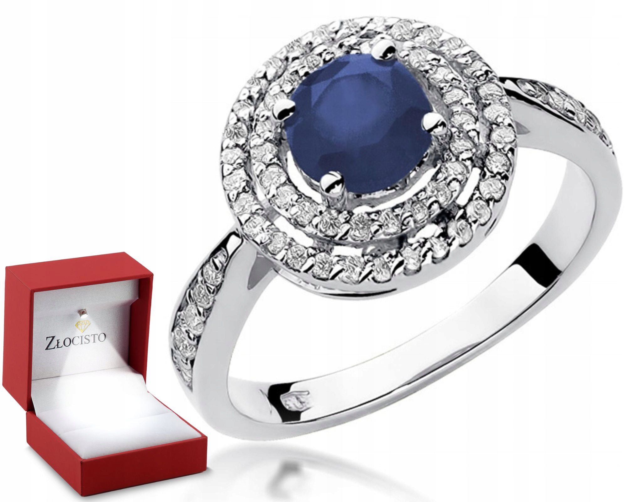 Prstýnek Briliantový Safír 0,38 Ct Bílé Zlato