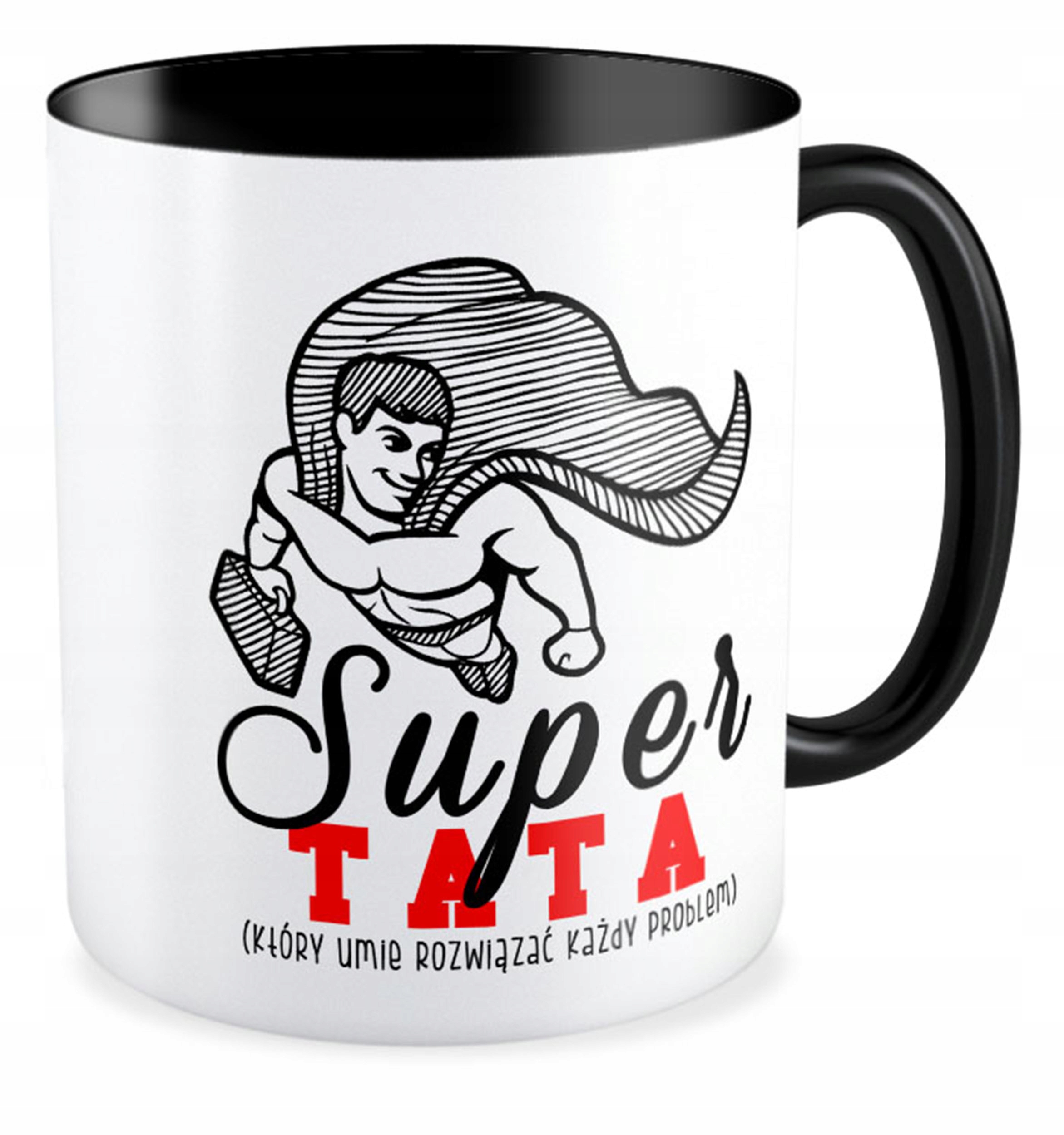 

Kubek czarny prezent Dzień Ojca Taty Dużo Wzorów