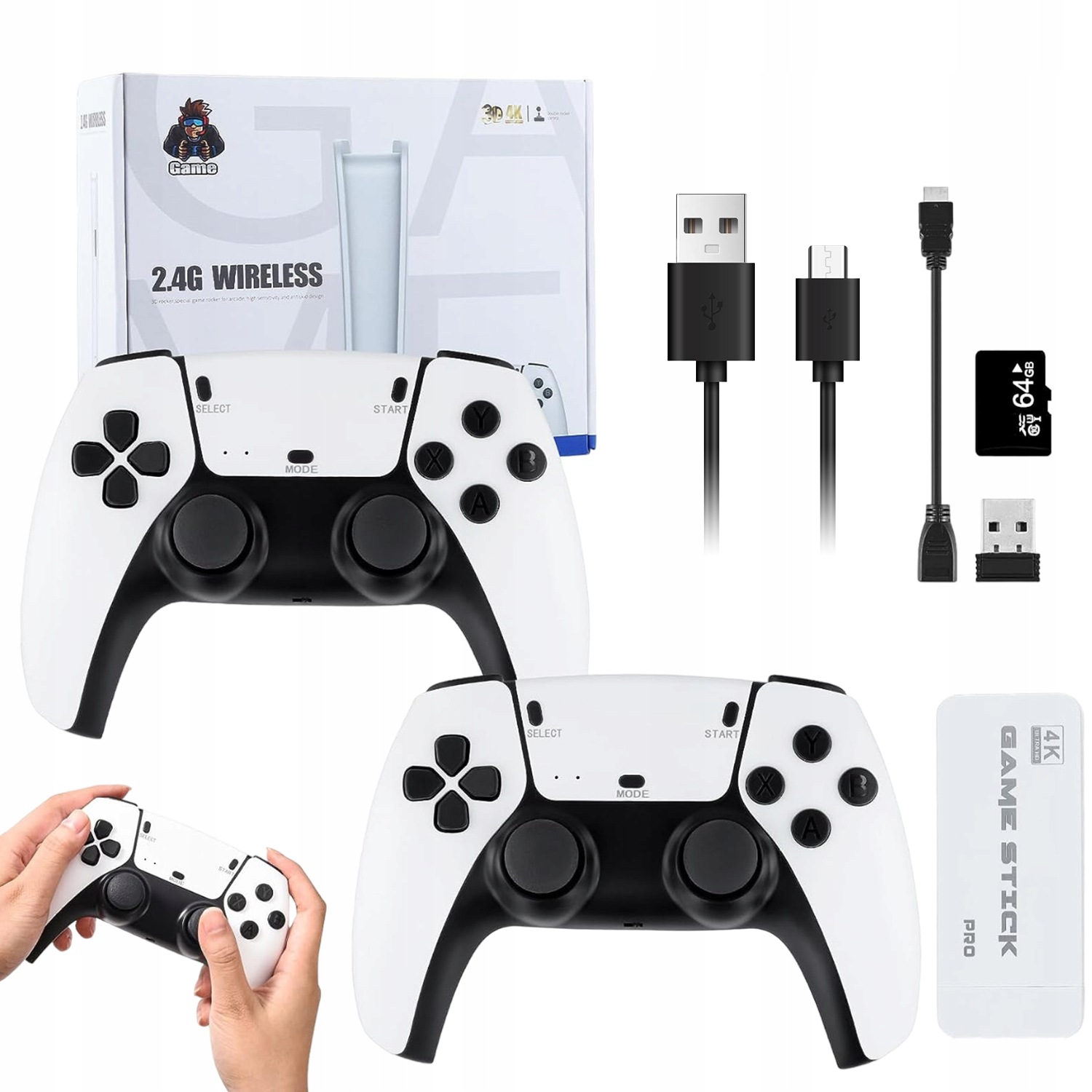 Konsola Retro Tv 64GB Z 2 Bezprzewodowymi Padami, Gry Arcade 20000 Gier