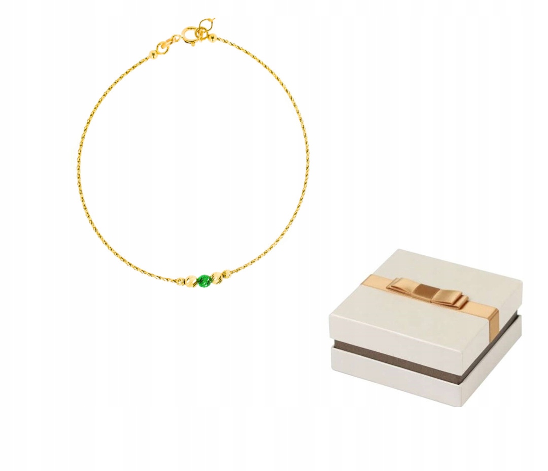 Zlatý náramek 585 Zlatý pevný s kuličkami 14 karátů BZ150