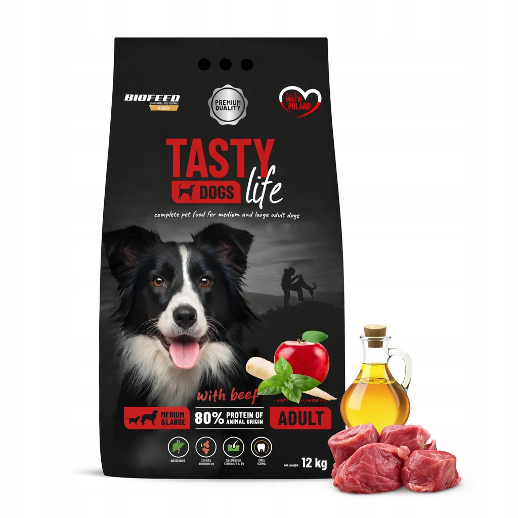 Karma Sucha dla Psa Biofeed Tasty Dogs Life z Wołowiną Średnie i Duże 12kg