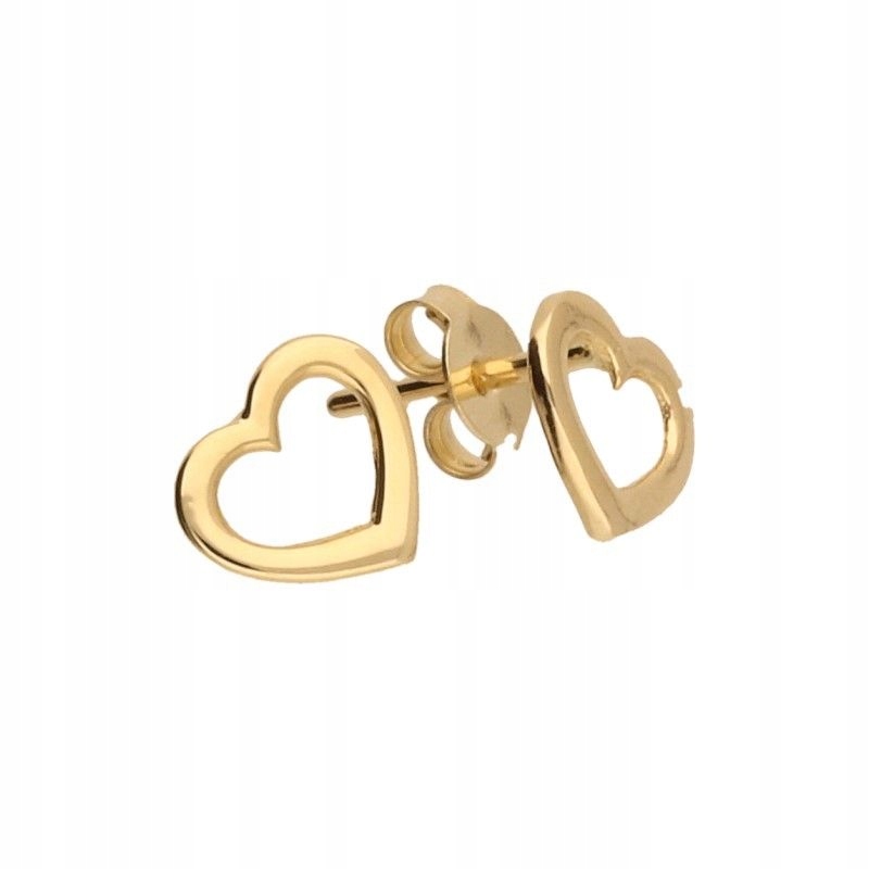 Elegantní Náušnice ze 14karátového zlata ve tvaru srdce, srdíčko na tyči