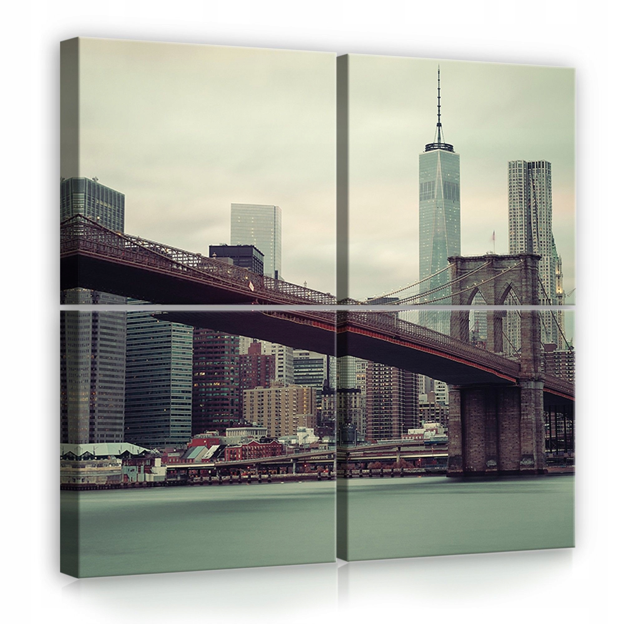 Obraz 50x50 New York Brooklynský most panorama mrakodrapy řeka krajina