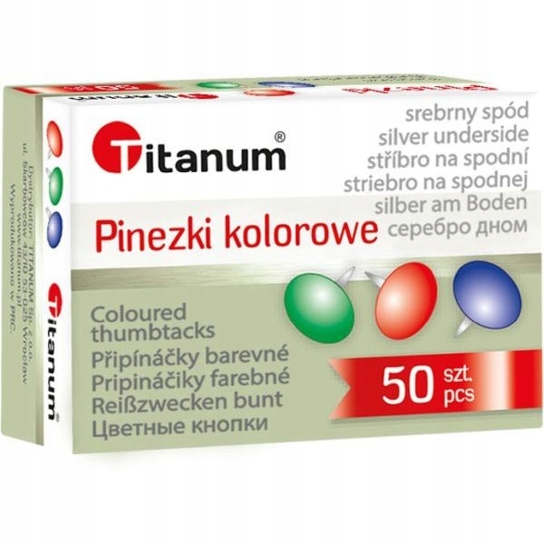 

Pinezki Titanum, 50 szt. kolorowe (105070)