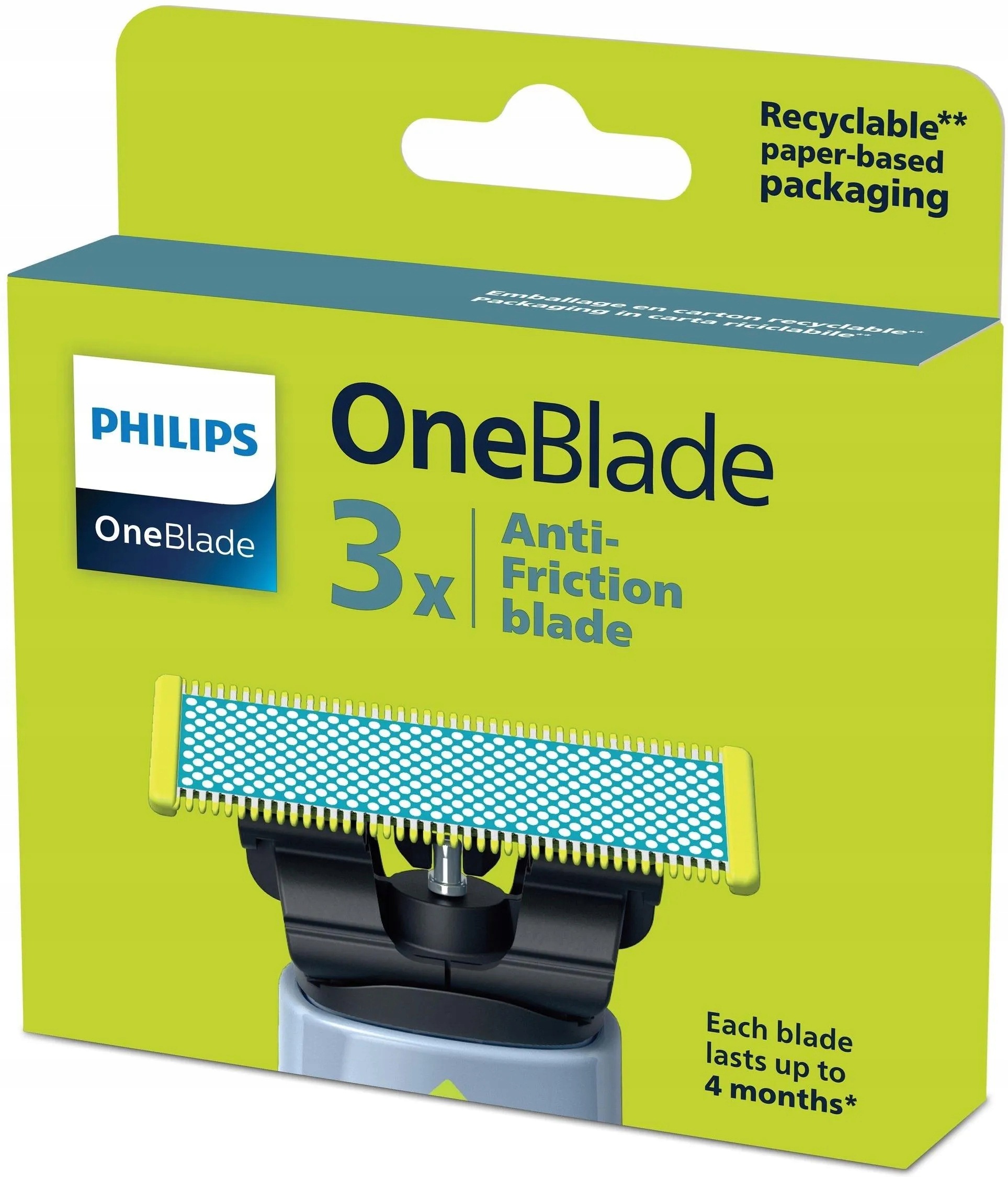 Břity do holicího strojku Philips OneBlade QP235/50 Vyměnitelné Mokro Sucho Obličej 3ks
