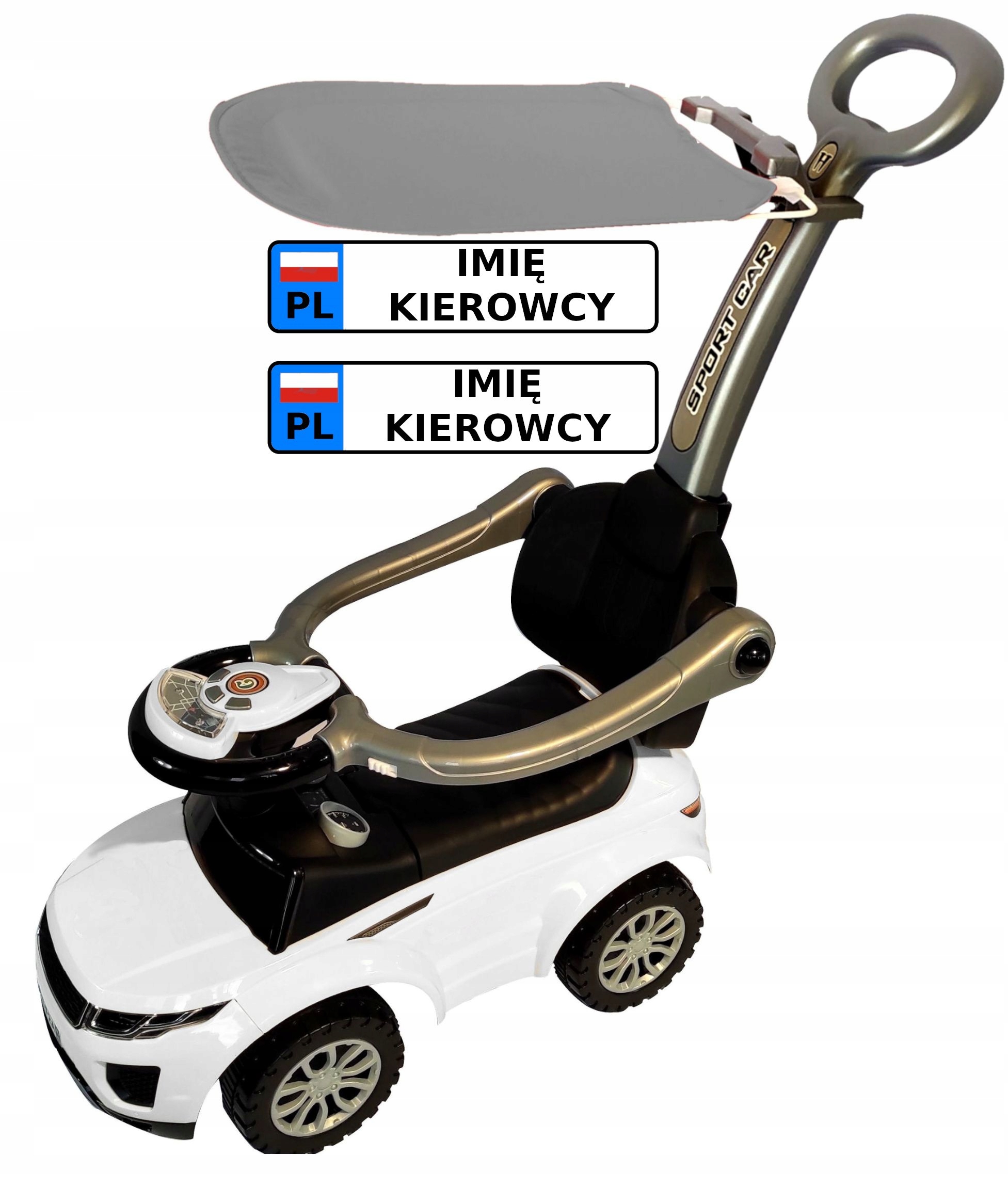 

Jeździk chodzik pchacz 3w1 auto z Daszkiem Tablica
