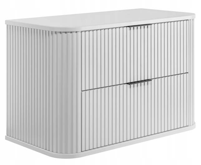 Koupelnová skříňka pod umyvadlo Rýhovaná Závěsná Bílá 80 Oválná přední část