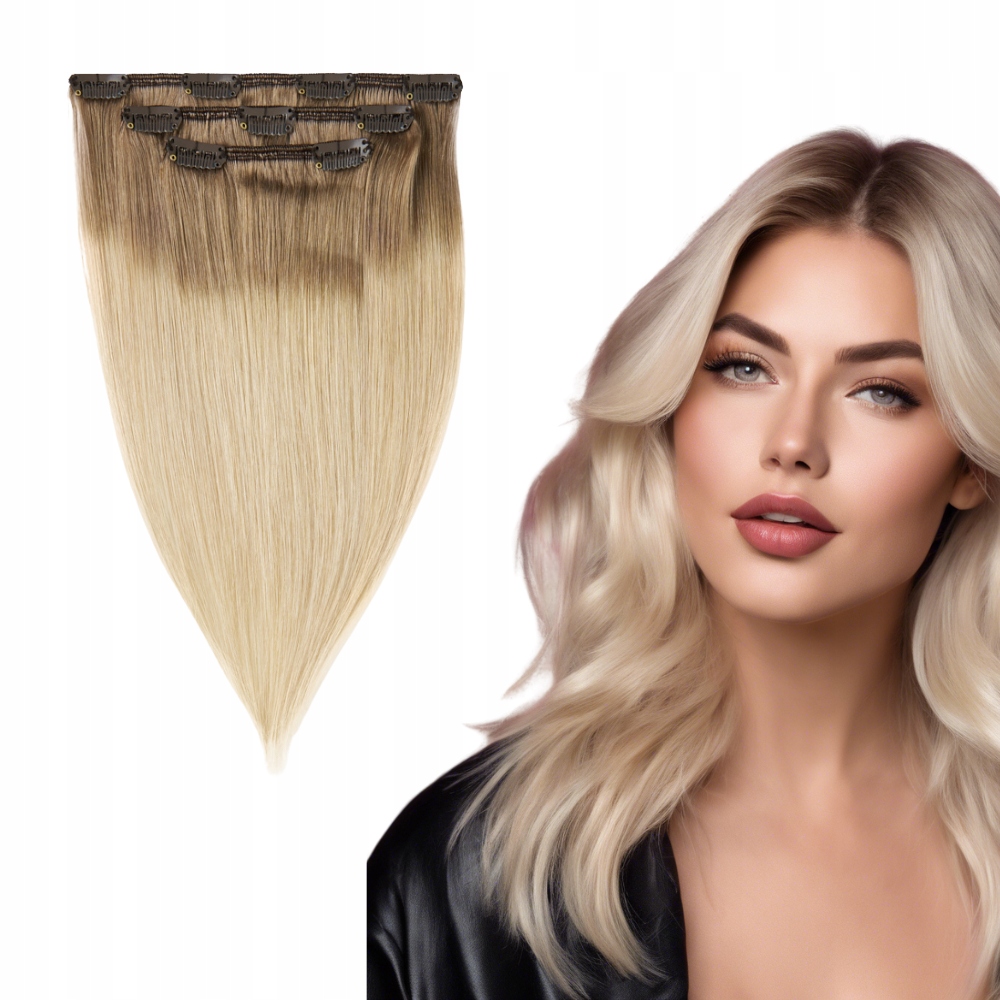 Přírodní vlasy Clip In 30 cm 3 pásky 50 gramů #T8/60 sombre světlý blond
