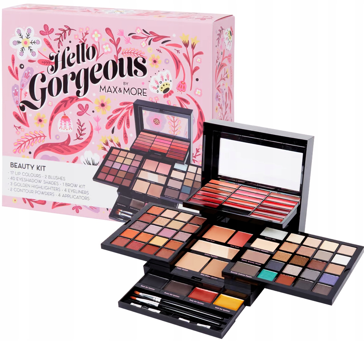 Kufřík s 73 kosmetickými přípravky Max&more Paleta očních stínů Pink