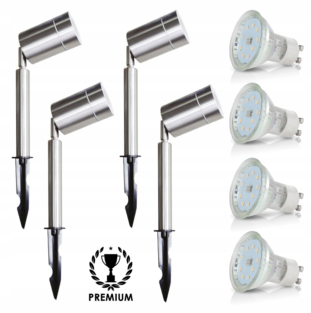 

4x Reflektor Ogrodowy Wbijany Szpikulec + Led GU10