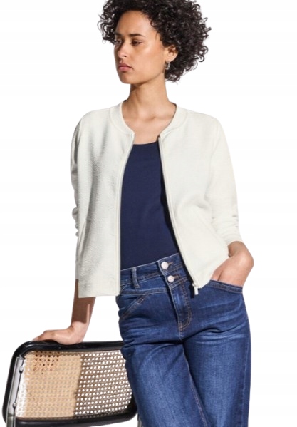 Street One Bílá Mikina S Hladkým Zipem, Lehká, Dámská, 46 J9B