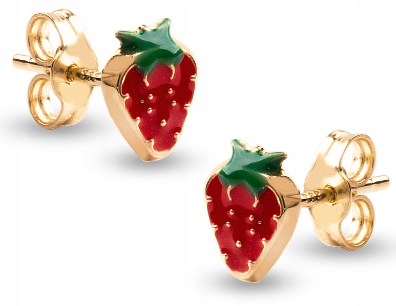 ZŁOTE KOLCZYKI NA SZTYFT TRUSKAWKI 333