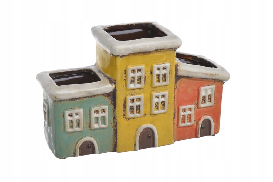 

Osłonka, wazon ceramiczny w kształcie domków