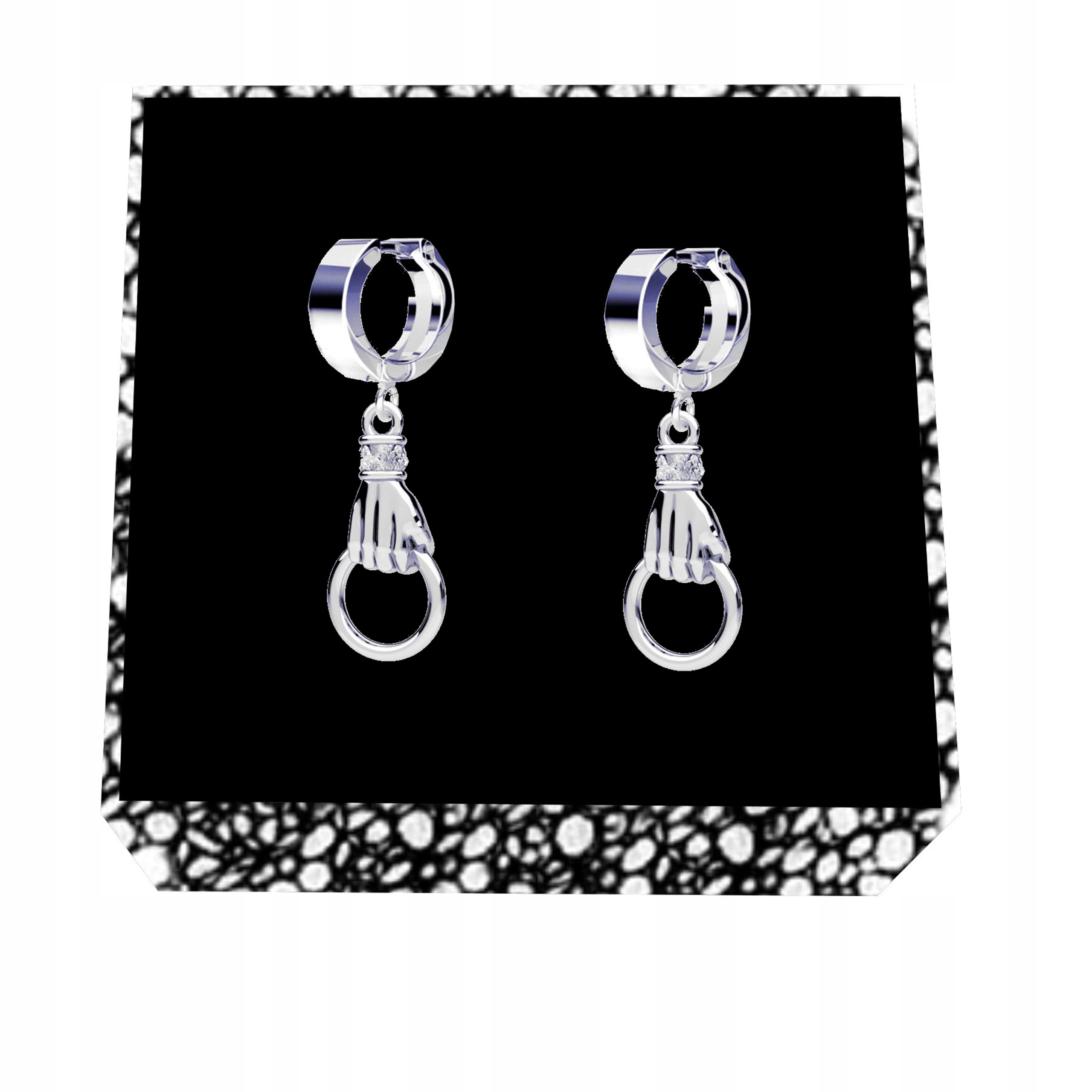 Dlaň Ruka S Obručím Stříbrné náušnice pouta stříbro 925